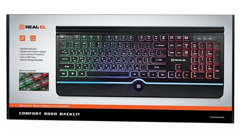 Клавиатура REAL-EL Comfort 8000 Backlit Ukr Black
