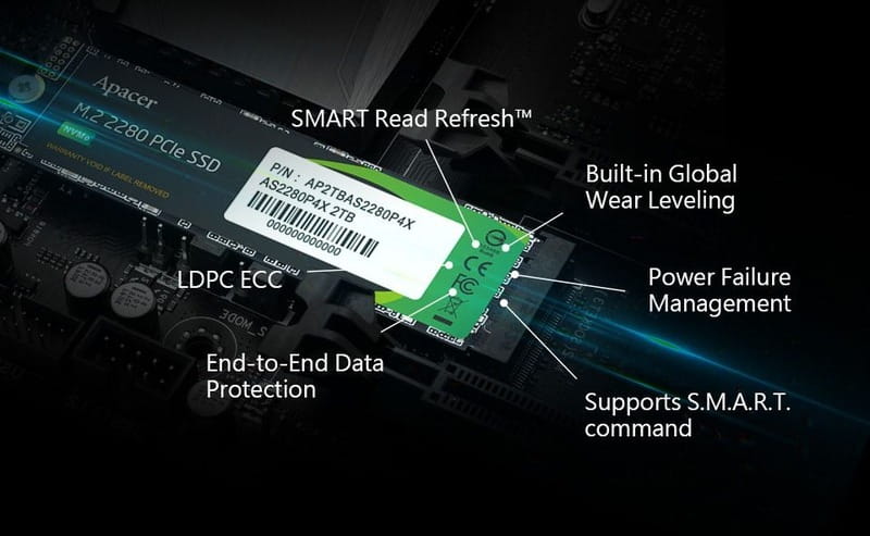 Накопитель SSD  512GB Apacer AS2280P4X M.2 PCIe 3.0 3D TLC (AP512GAS2280P4X-1)