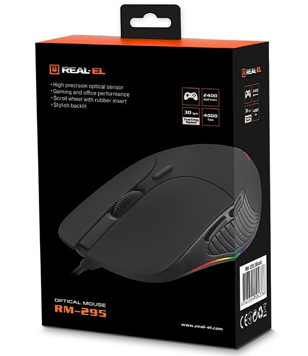 Мышь REAL-EL RM-295 Black (EL123200031)