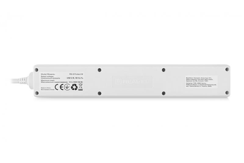 Фильтр питания REAL-EL RS-6 Protect M 1.8м White (EL122300031)