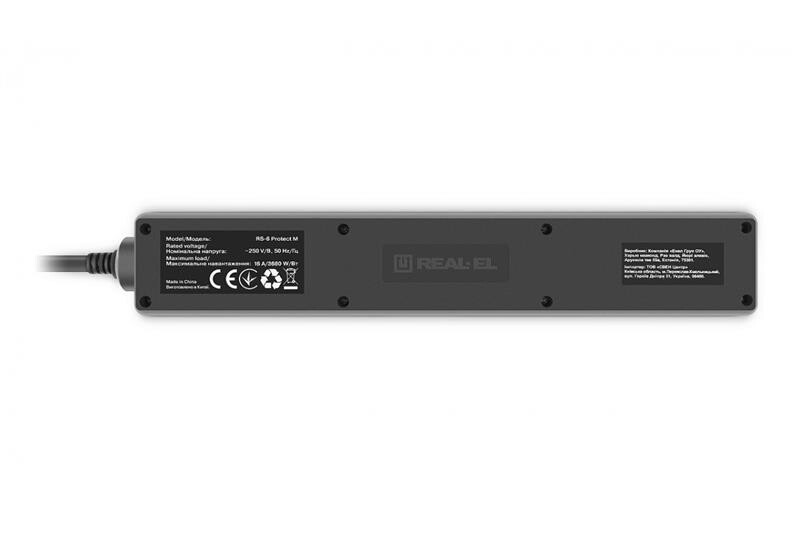 Фильтр питания REAL-EL RS-6 Protect M 3м Black (EL122300034)