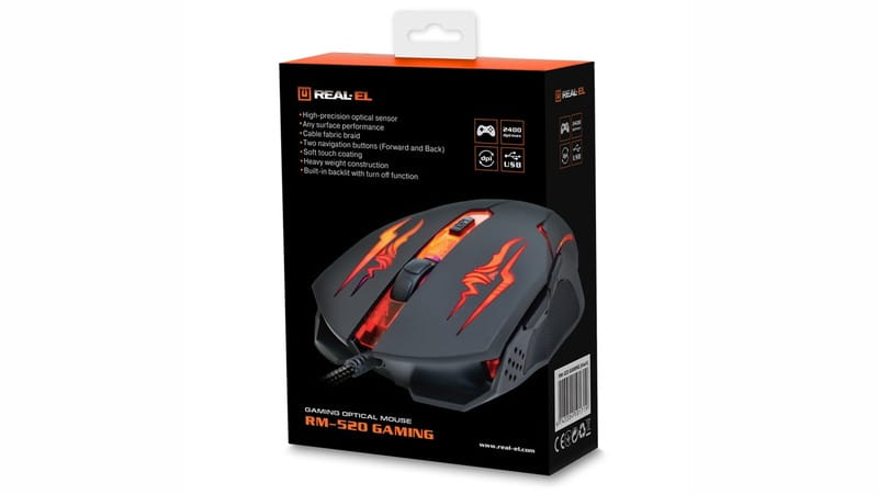Мышь REAL-EL RM-520 Gaming Black (EL123200020)