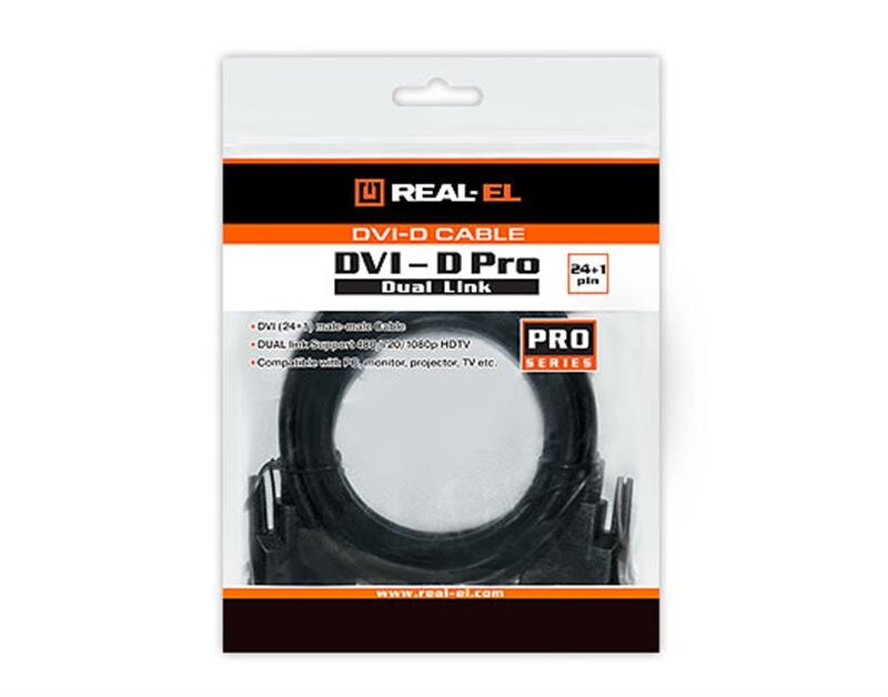 Кабель REAL-EL Pro DVI - DVI (M/M), 24+1, 1.8 м, чорний (EL123500038)