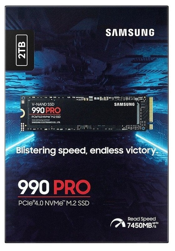 Накопичувач SSD  2ТB Samsung 990 PRO M.2 2280 PCIe 4.0 x4 NVMe V-NAND TLC (MZ-V9P2T0BW)