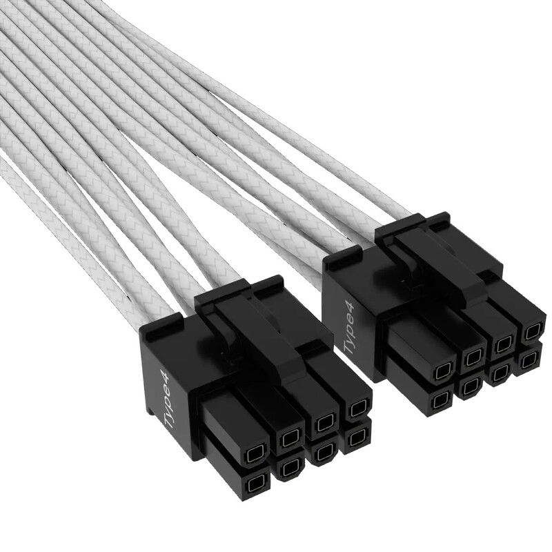 Кабель-переходник Corsair Premium Individually Sleeved 12+4pin PCIe Gen 5 12VHPWR 600W cable, Type 4, WHITE (CP-8920332)