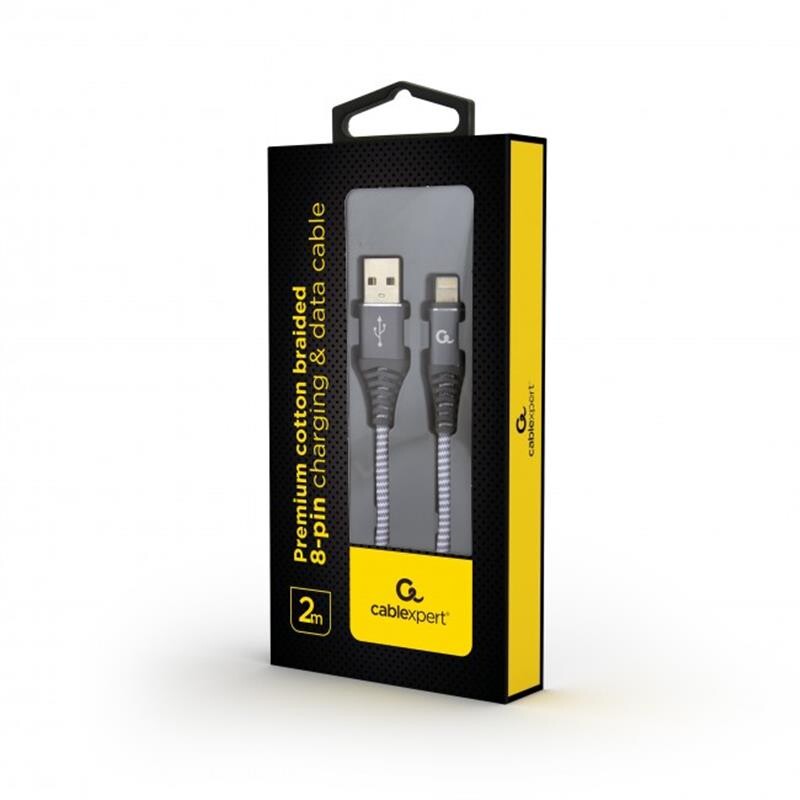 Кабель Cablexpert USB - Lightning (M/M), преміум, 2 м, сірий (CC-USB2B-AMLM-2M-WB2)