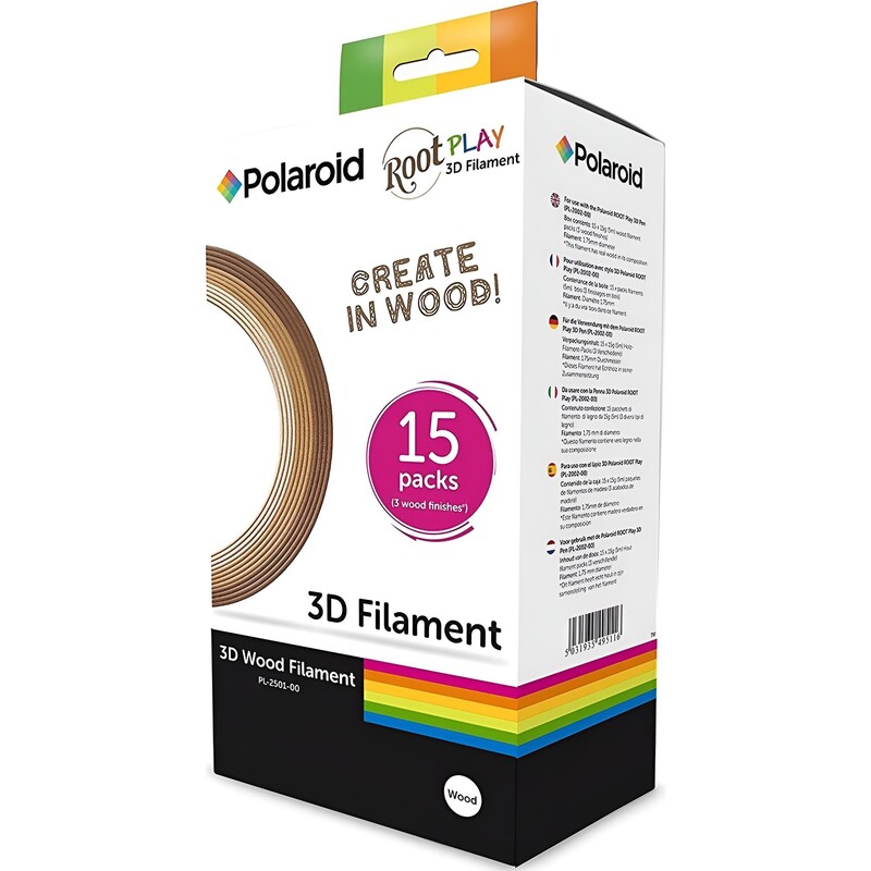 Набір ниток Polaroid (PL-2501-00) Root для 3D-принтера, PLA, 1.75 мм, 3 кольора