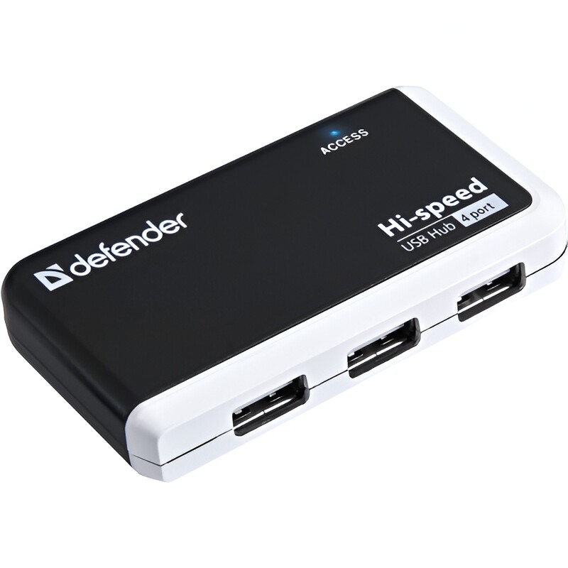 Концентратор USB2.0 Defender Quadro Infix, Black/White (83504) 4хUSB2.0