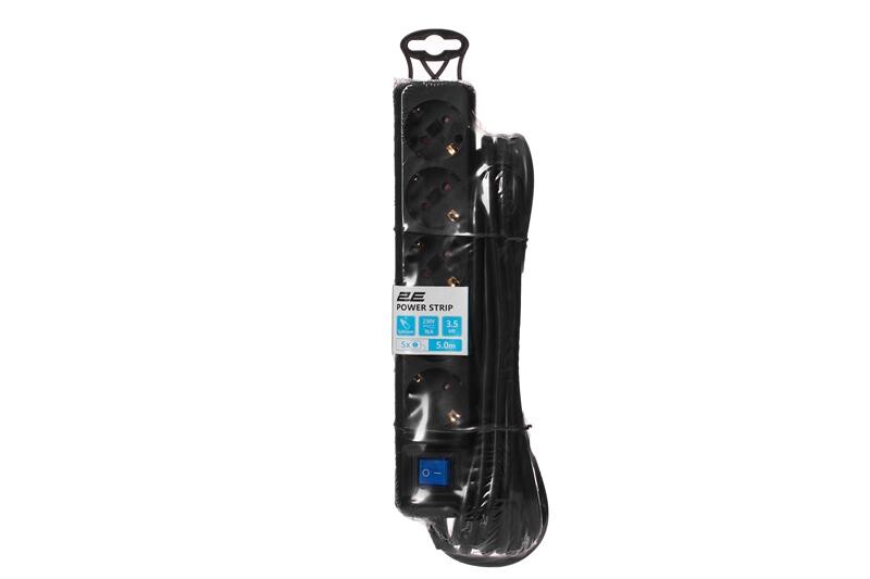 Фильтр питания 2E (2E-U05ES15M5BK) 5хSchuko, 5 м, черный