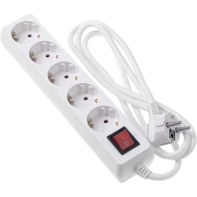 Фильтр питания 2E (2E-U05ESM1.5) 5хSchuko, 1.5 м, белый