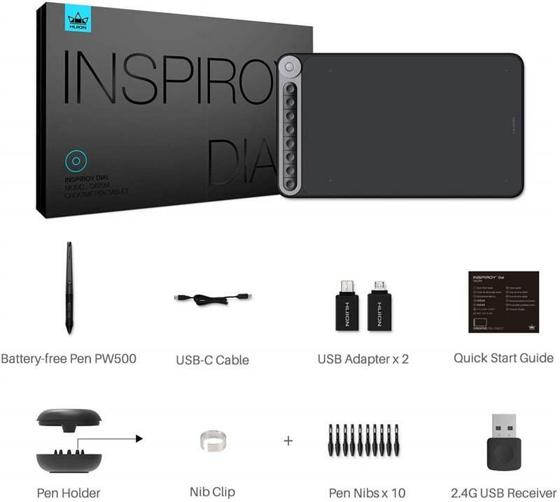Графічний планшет Huion Inspiroy Dial Q620M + рукавичка
