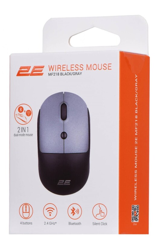 Миша бездротова 2E MF218 Silent Black/Gray (2E-MF218WBG)