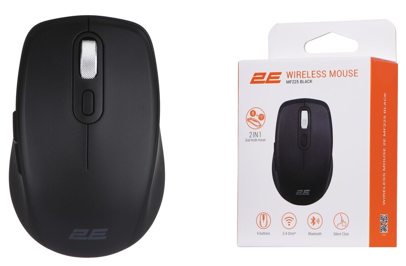 Мышь беспроводная 2E MF225 Silent WL BT Black (2E-MF225WBK)