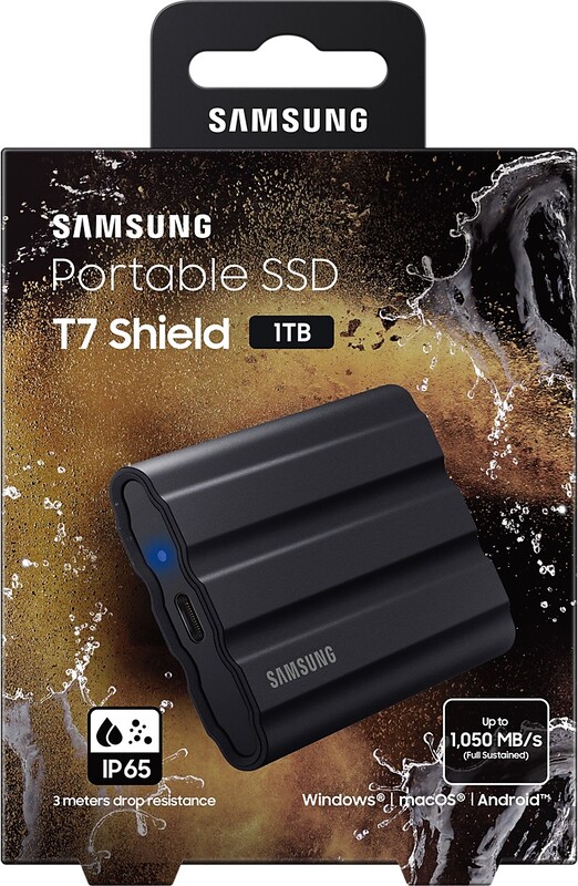 Накопичувач зовнішній SSD 1TB Samsung T7 Shield Black (MU-PE1T0S/EU)