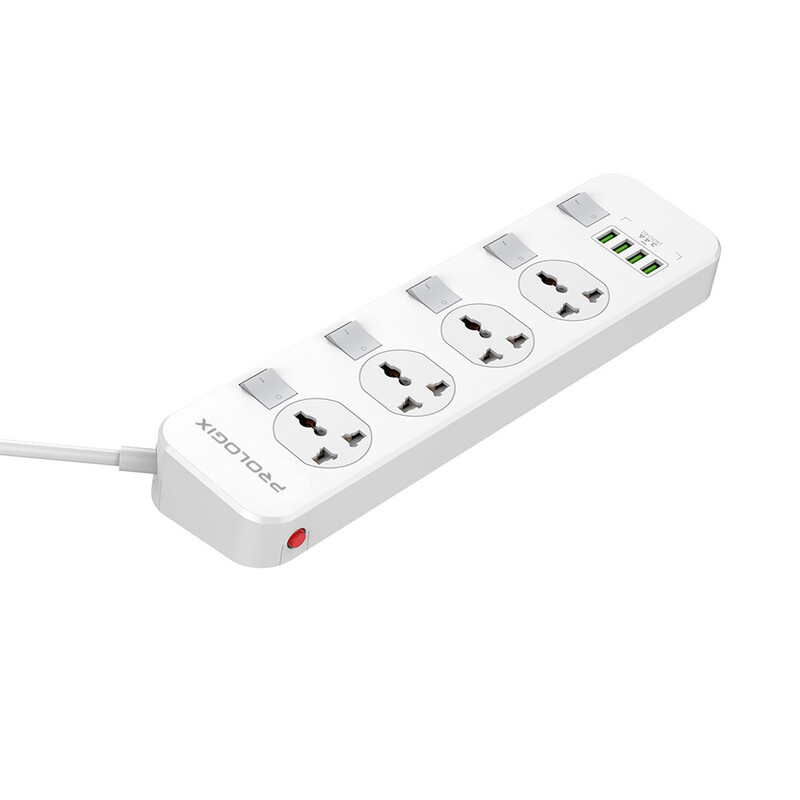 Фільтр живлення ProLogix Premium (PR-SC4408W) 2.5 кВт, 4 розетки, 4 USB, 2 м, з вимикачами, білий