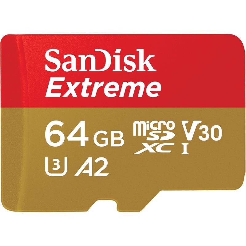Карта пам`ятi MicroSDXC 64GB C10 UHS-I SanDisk Extreme V30 U3 R170/W80MB/s (SDSQXAH-064G-GN6MN)